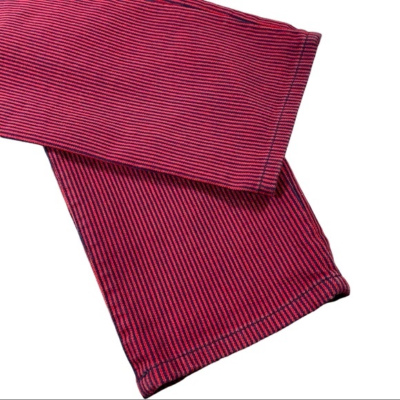 LRL Lauren Jeans Co plus size 14 red navy blue pinstripe straight leg jeans EUC - Picture 3 of 10